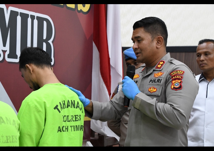 Polres Aceh Timur Gelar Konferensi Pers Pengungkapan Narkoba dan Pelecehan Seksual.