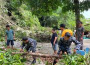 Aksi Sigap Prajurit TNI AL dan Warga Setempat Bersihkan Pohon Tumbang di Jalan Poros Tolitoli