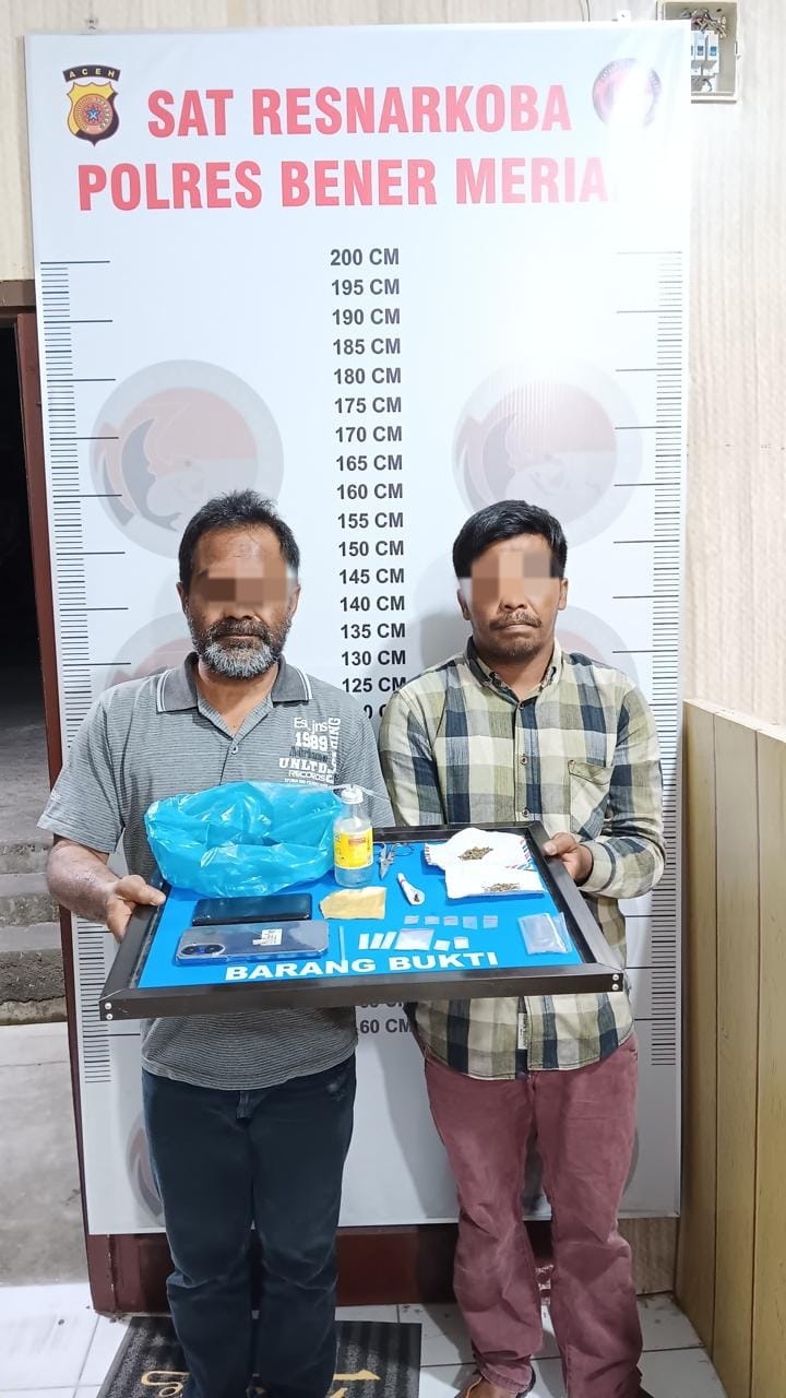 Sigap Cepat Polres Bener Meriah Amankan Dua Tersangka Dengan Barang Bukti Ganja dan Sabu