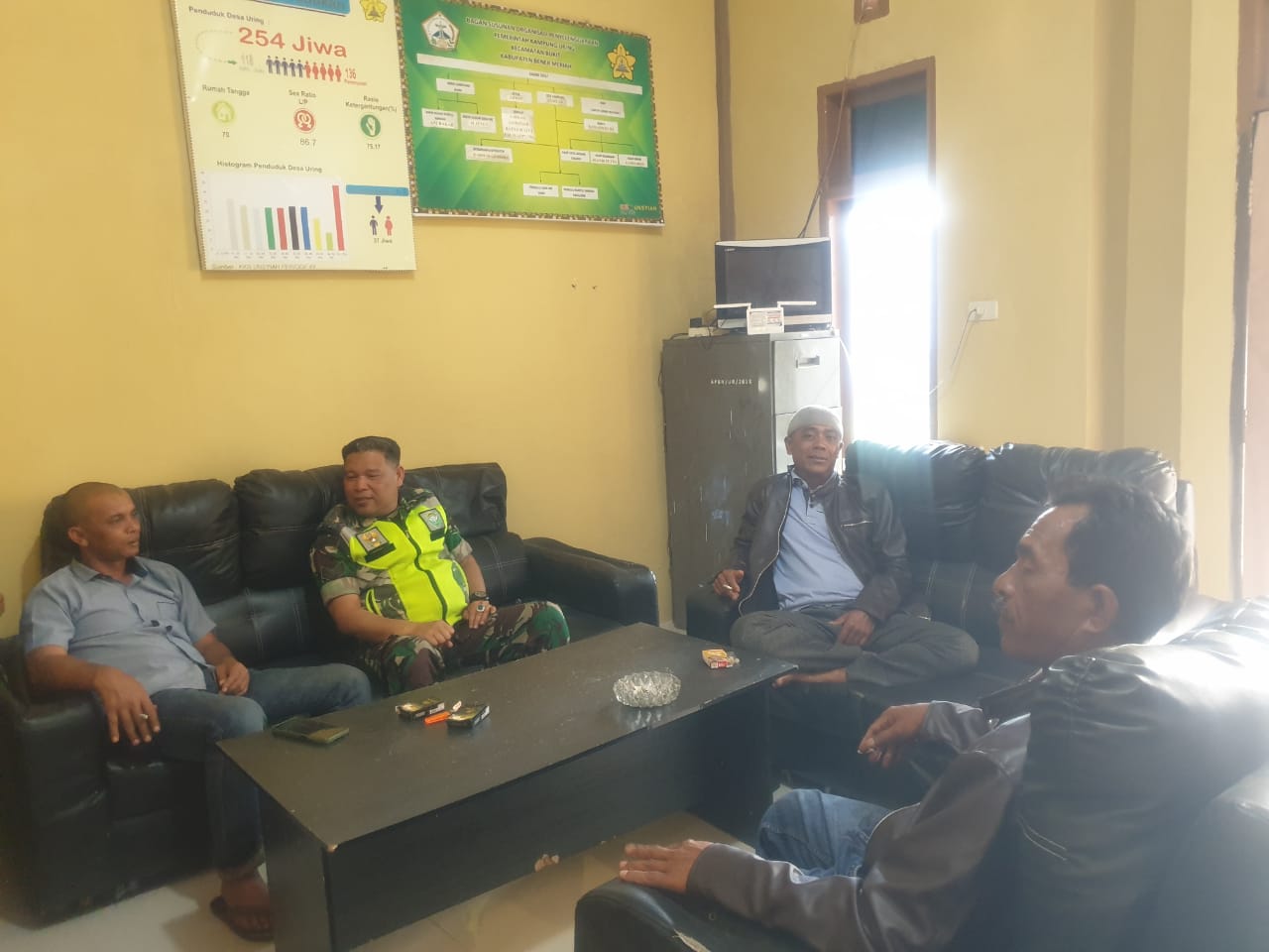Babinsa Desa Uring Laksanakan Komsos Bersama Aparat Desa Bahas Kamtibmas