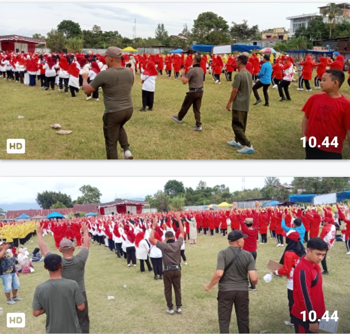 Meriahkan HUT RI Ke 80, Anggota Koramil 03/TG Ikuti Senam Massal