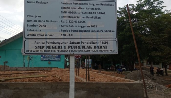 SMPN 1Peureulak Barat Dapat Bantuan Melalui Program Revitalisasi.