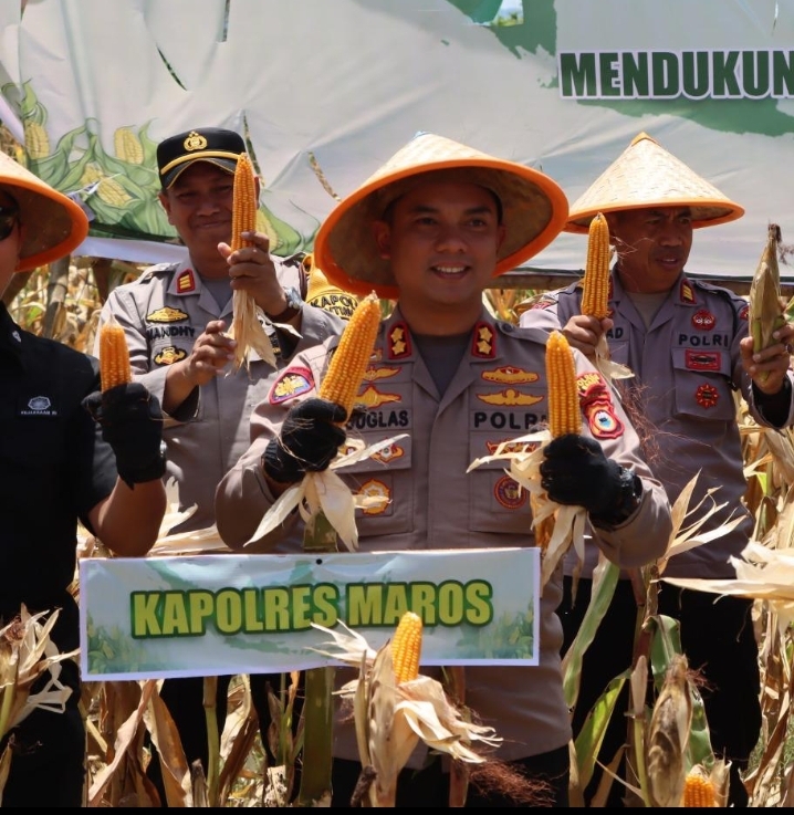 Wou, Polres Maros Hebat, Sulap Lahan Tidur Menjadi Lahan Produktif Guna Mendukung Swasebanda Pangan