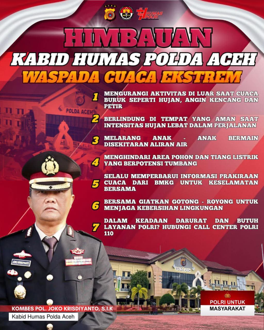 Himbauan Kabid Humas Polda Aceh Terkait Cuaca Ekstrem