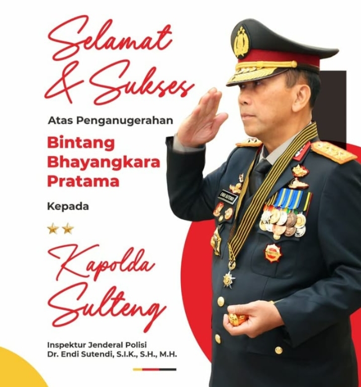 Seminggu Jabat Kapolda Sulteng Endi Sutendi Di Ganjar Penghargaan Dari Negara