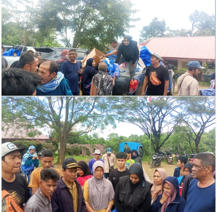 Bantuan Sembako dari Ibu Melani Subarni Ringankan Beban Pengungsi Kampung Uning Mas, Bener Meriah