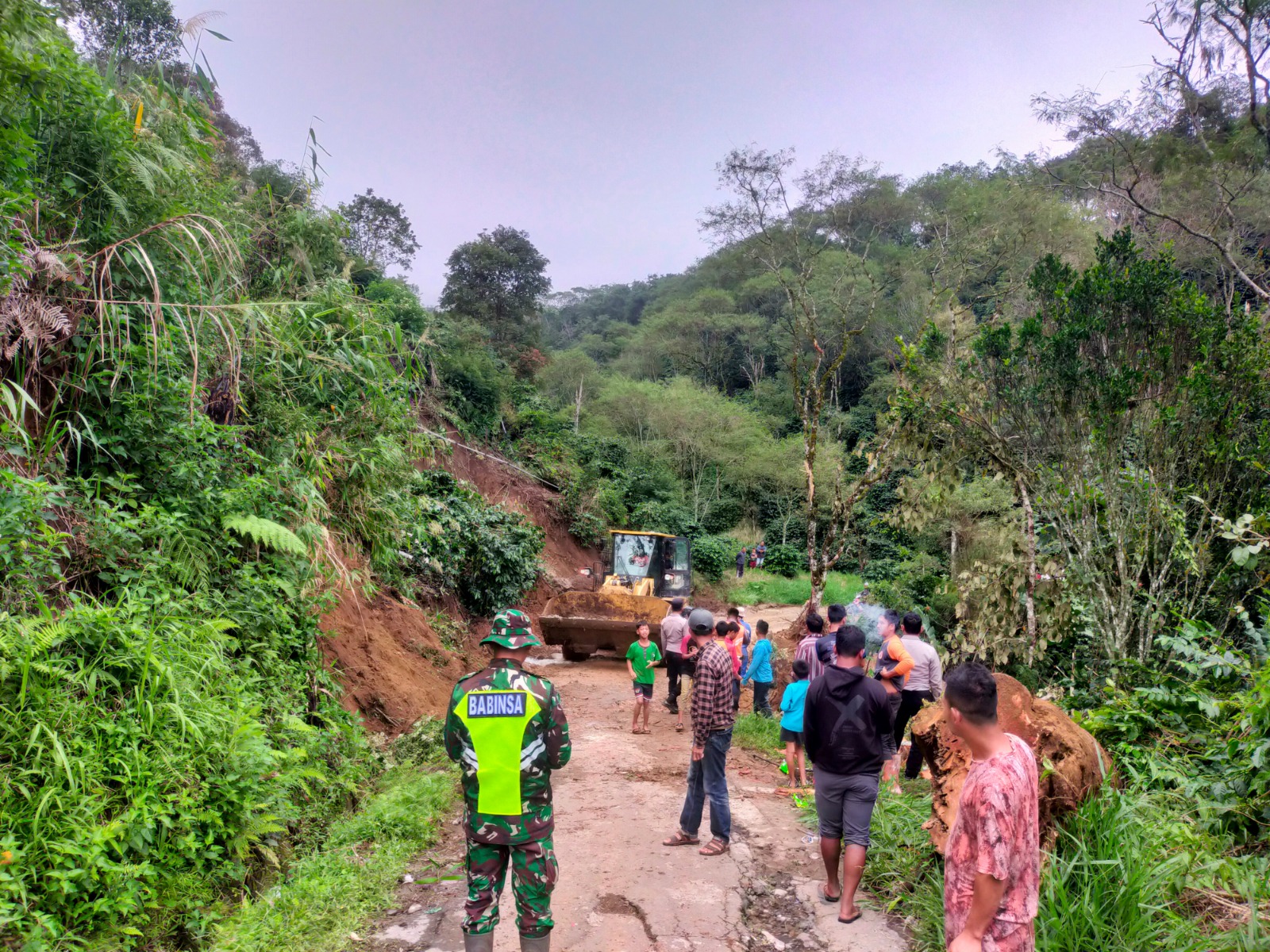 Akses Jalan Sempat Putus Akibat Longsor dan Pohon Tumbang, TNI–Polri Lakukan Pembersihan dan Pengaturan Lalu Lintas