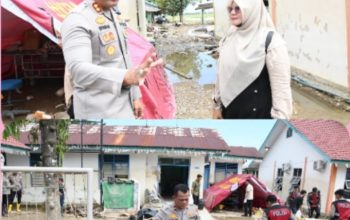 Semangat Gotong Royong Kapolres Percepat Pemulihan Pasca Bencana Banjir di Pukesmas Mantang Pudeng, Pante Bidari.
