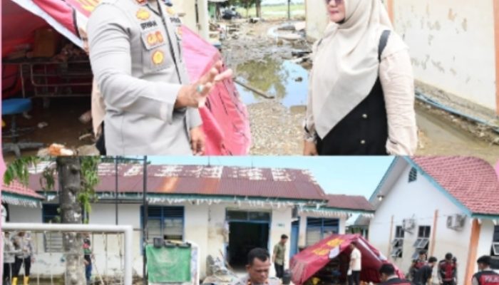 Semangat Gotong Royong Kapolres Percepat Pemulihan Pasca Bencana Banjir di Pukesmas Mantang Pudeng, Pante Bidari.