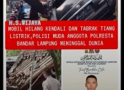 Kecelakaan Tunggal Seorang Anggota Polisi Polresta Bandar lampung Tewas Usai Nabrak Tiang listrik Dan Gajebo.