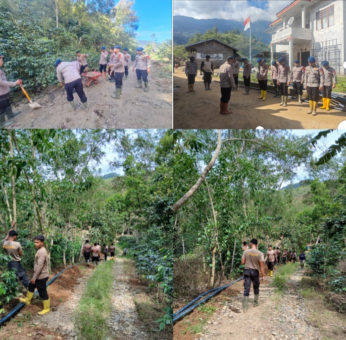 Polres Aceh Tengah dan Brimob Lanjutkan Gotong Royong Pulihkan Fasilitas Umum, Polindes, dan Sarana Air Bersih