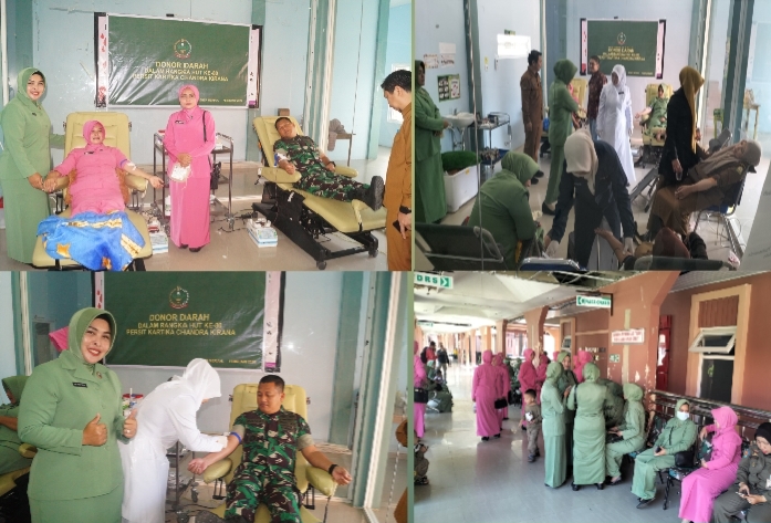 Sambut HUT Persit Ke-80, Kodim 0119/BM Kumpulkan 80 Kantong Darah.