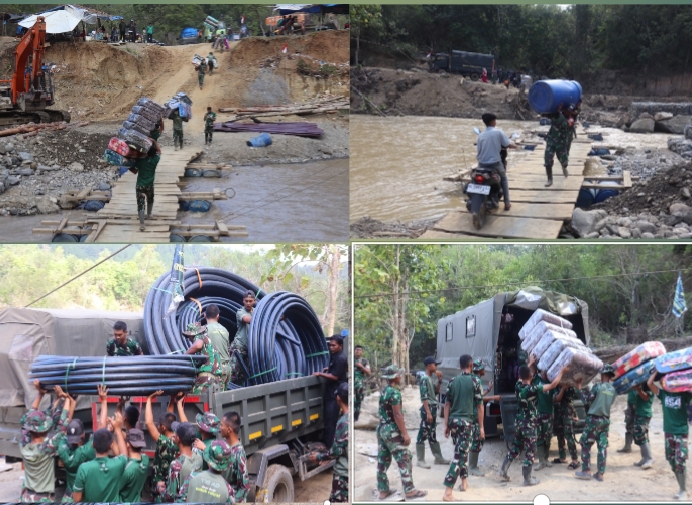 Kodim 0106/Aceh Tengah Bersama Relawan Salurkan Bantuan Logistik Ke Kemukiman Jamat