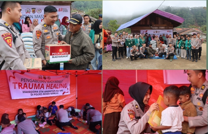 Pulihkan Senyum di Tengah Duka, Mahasiswa STIK-PTIK dan Polres Bener Meriah Hadir di Pengungsian Uning Mas