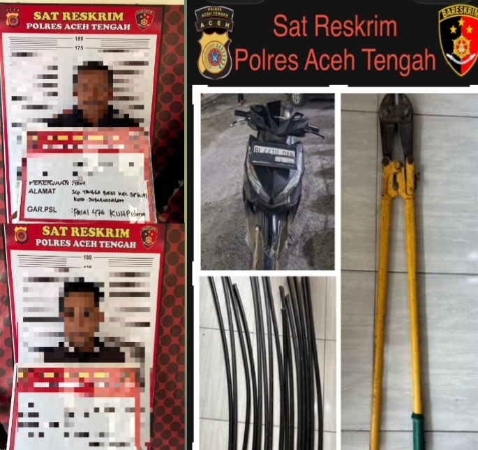 Dua Pelaku Pencurian Kabel di Kecamatan Linge Diamankan Polres Aceh Tengah