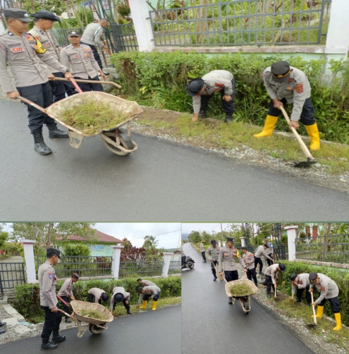 Polres Aceh Tengah dan BKO Brimob Kurve Dua Fasilitas Pendidikan di Jagong Jeget dan Ketol