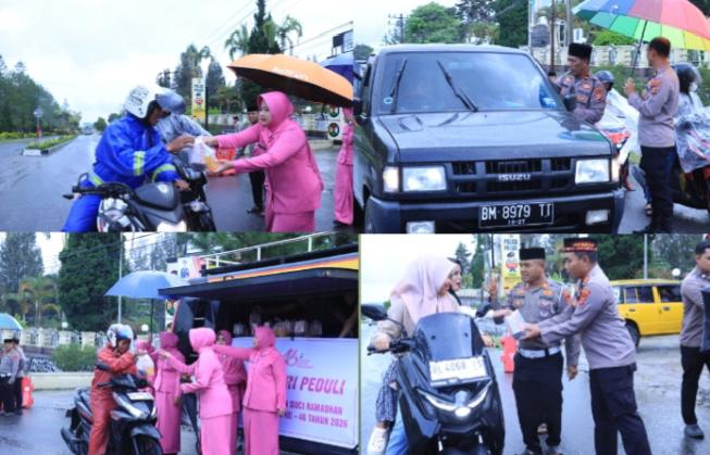 Polres Bener Meriah dan Bhayangkari Berbagi Takjil untuk Pengendara di Bulan Ramadhan