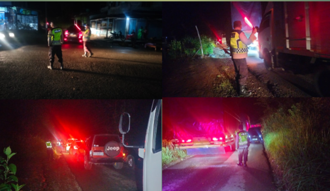 Polsek Pintu Rime Gayo Atur Arus Lalu Lintas di Jalur Uwerlah–Simpang Lancang Akibat Arus Balik Padat