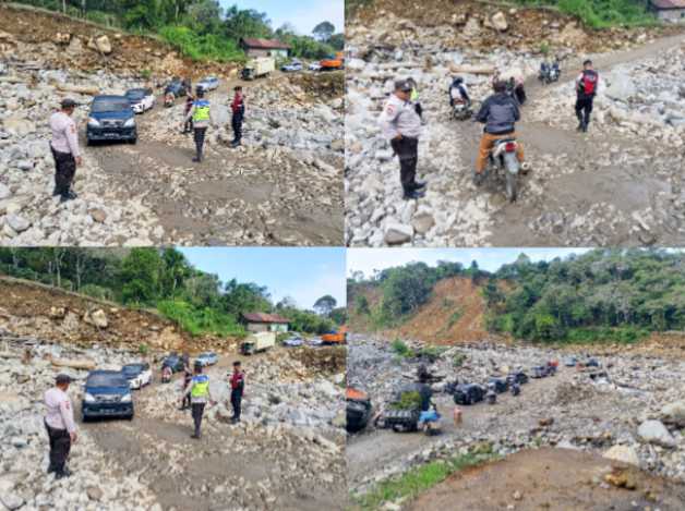 Akses Jalan Takengon–Bireuen di Wih Porak Kembali Normal Kapolsek pintu rime gayo memonitoring , melakukan pengamanan dan pengaturan arus lalulintas