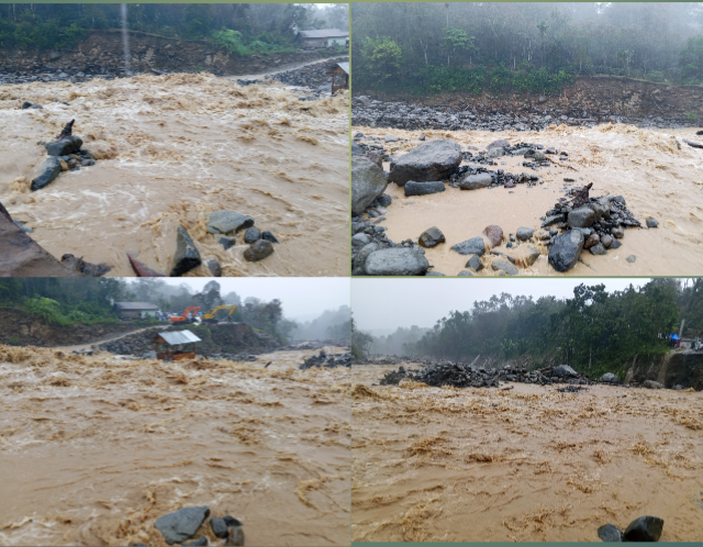 Akses Jalan Wih Porak Kembali Lumpuh, Luapan Sungai Rendam Badan Jalan