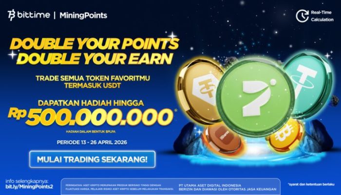 Nilai Tukar Rupiah Terus Melemah, Bittime Hadirkan Mining Points 2.0 #DoubleEarnDoublePoints, dengan Prize Pool lebih dari ,000
