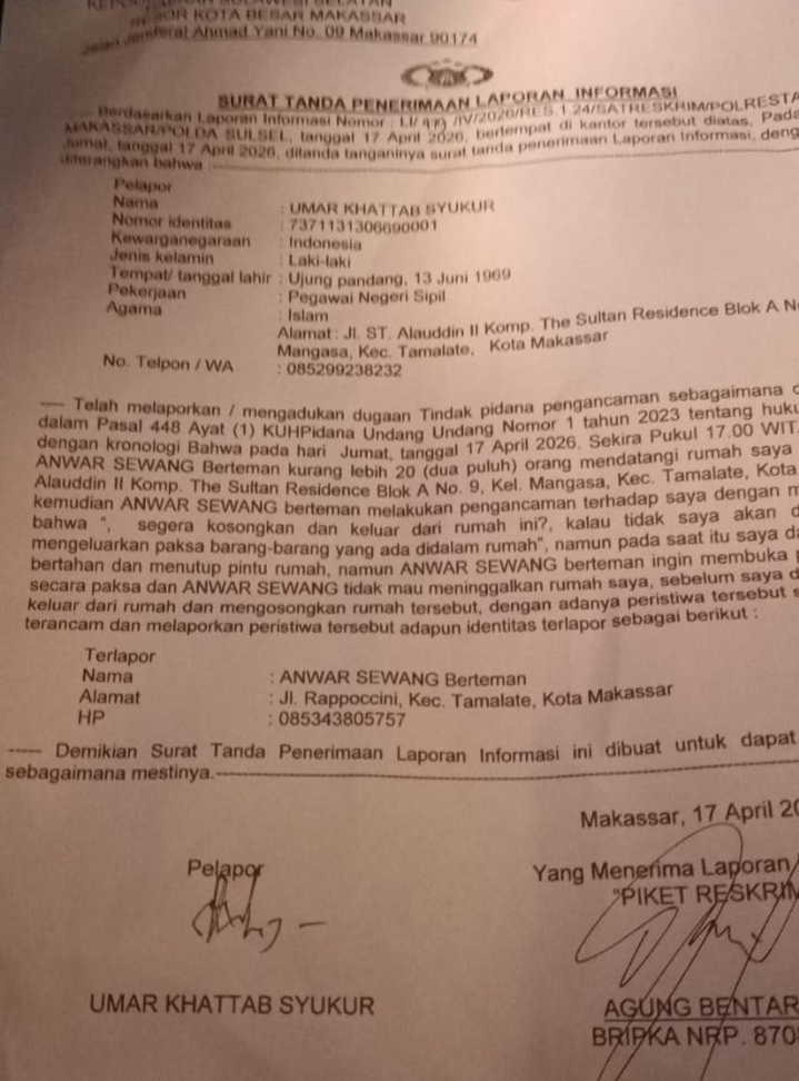 Wartawan TVRI Laporkan Anwar Sewang Dan Temannya Terkait Pengancaman